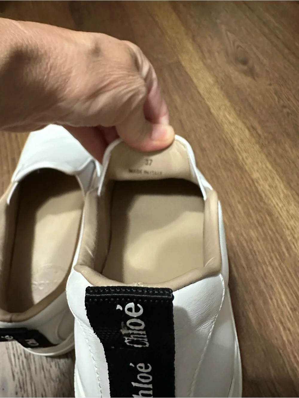 CHLOÉ LAUREN LEATHER SLIP ON SNEAKERS Women's Size 7 US/ 37 EU